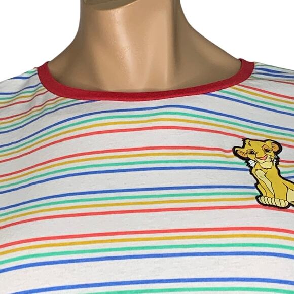 Disney The Lion King Simba Top Short Sleeve Striped Crewneck Front Tie Size 3XL - Picture 2 of 9
